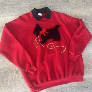 Vintage Just Ducky Scottie Dog Sweatshirt Womens XXL 80s Faux‎ Fur Appliqué USA